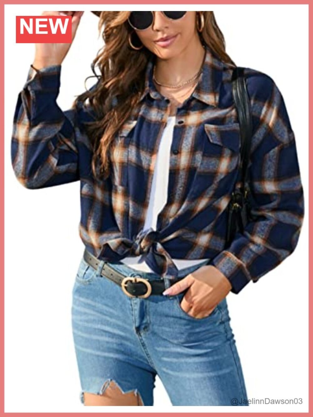 Plaid Button Down Shirt Shacket Oversized Flannel Blouse Top for Women